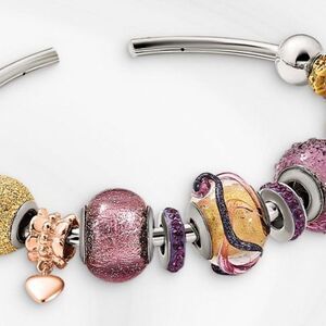 Sterling Silver Cuff Bangle with 13 Reflection Beads